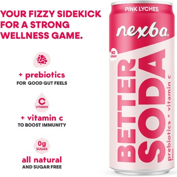 Nexba Better Soda Pink Lychee Cans 330mL x 4 pack