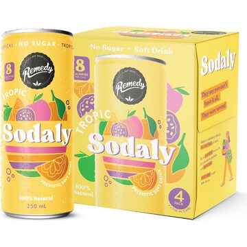 Remedy Sodaly Tropical Cans 250mL x 4 pack