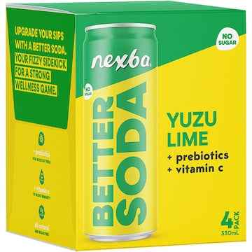 Nexba Better Soda Yuzu Lime Cans 330mL x 4 pack