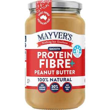 Mayver's Protein Fibre+ Smooth Peanut Butter 375g