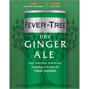 Fever-Tree Dry Ginger Ale Cans 250mL x 4 pack