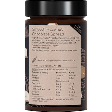 Pana Organic Smooth Hazelnut Chocolate Spread 400g