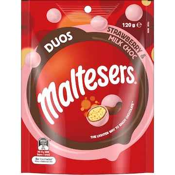 Maltesers Duos Strawberry & Milk Choc Share Bag 120g