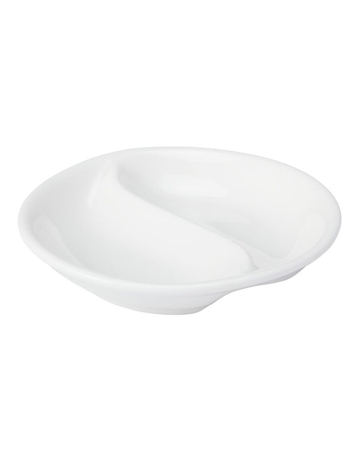 White Basics Round Divide Sauce Dish 10cm in White