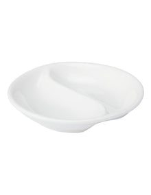 White Basics Round Divide Sauce Dish 10cm in White