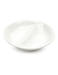 White Basics Round Divide Sauce Dish 10cm in White