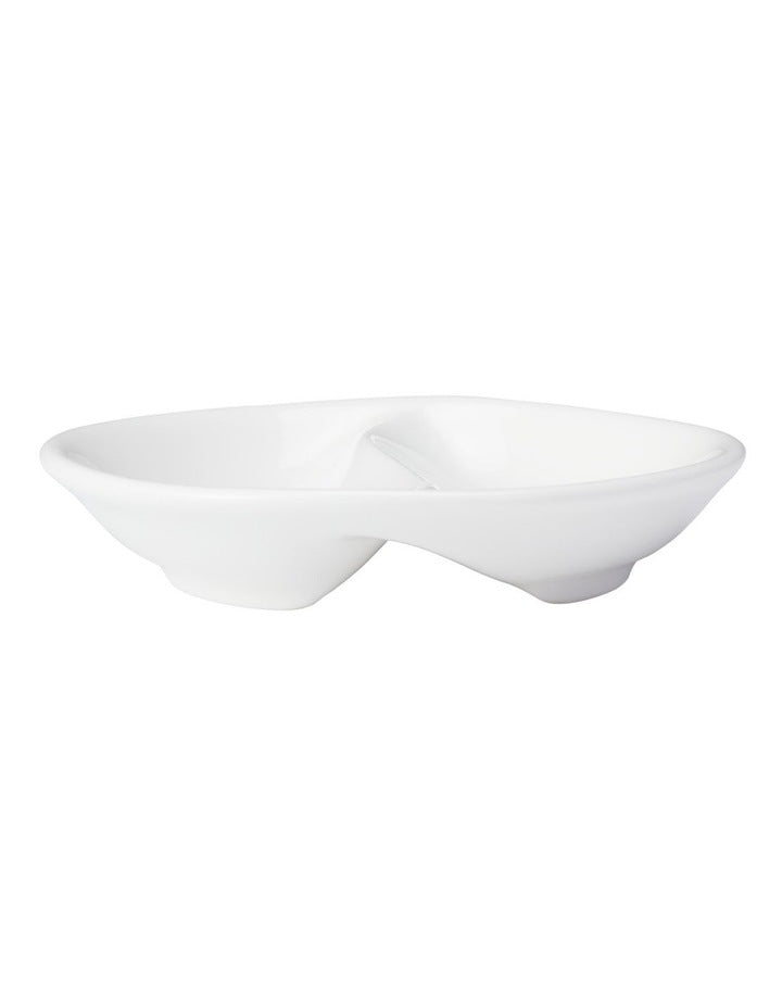 White Basics Round Divide Sauce Dish 10cm in White
