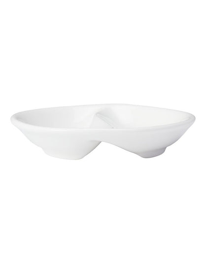 White Basics Round Divide Sauce Dish 10cm in White