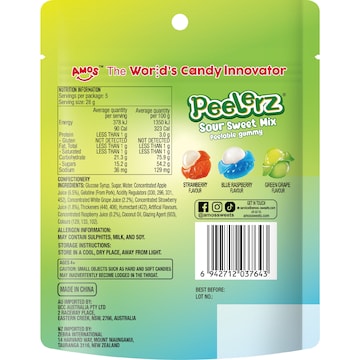 Amos Peelerz Sour Sweet Mix 140g