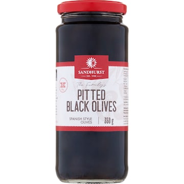Sandhurst Pitted Black Olives 350g