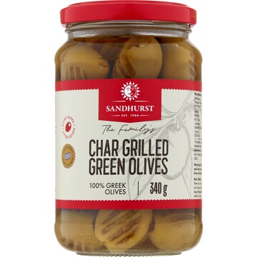 Sandhurst Char Grilled Green Olives 340g