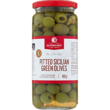 Sandhurst Pitted Sicilian Green Olives 450g