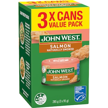 John West Salmon Naturally Smoked Value 95g x 3 pack