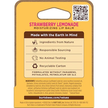 Burt's Bees Moisturising Lip Balm Strawberry Lemonade 4.25g