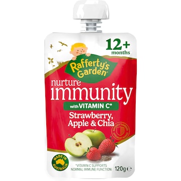 Rafferty's Garden Nurture Immunity Strawberry Apple Chia 12m+ 120g