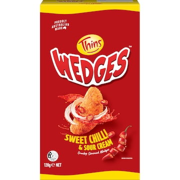 Thins Wedges Potato Chips Sweet Chilli & Sour Cream 120g