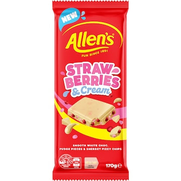 Allen's Strawberries & Cream White Choc Block 170g