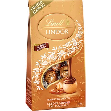 Lindt Lindor Golden Caramel Hazelnut Chocolate Pouch 110g