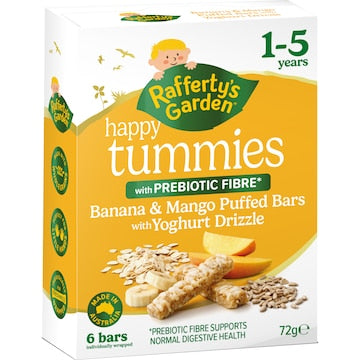 Rafferty's Garden Banana & Mango Puffed Bars With Yoghurt Drizzle 1-5Y 6 pack