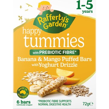 Rafferty's Garden Banana & Mango Puffed Bars With Yoghurt Drizzle 1-5Y 6 pack