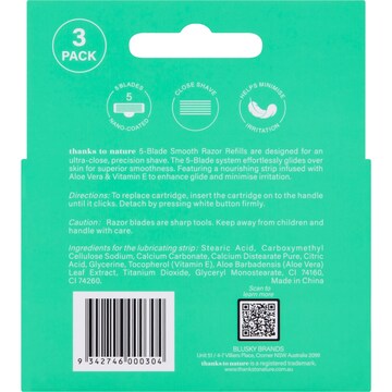 Thanks To Nature 5-Blade Smooth Razor Refill 3 pack