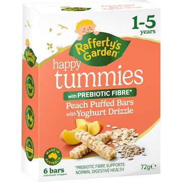 Rafferty's Garden Peach Puffed Bars With Yoghurt Drizzle 1-5Y 6 pack