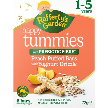 Rafferty's Garden Peach Puffed Bars With Yoghurt Drizzle 1-5Y 6 pack