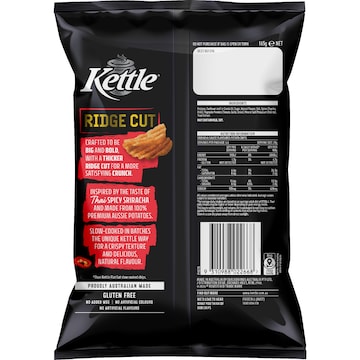 Kettle Ridge Cut Potato Chips Spicy Sriracha 165g