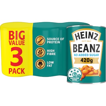 Heinz Baked Beans No Added Sugar 420g x 3 pack