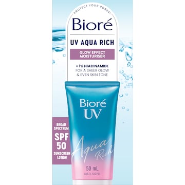 Biore SPF 50 UV Aqua Rich Glow Effect Moisturiser 50mL