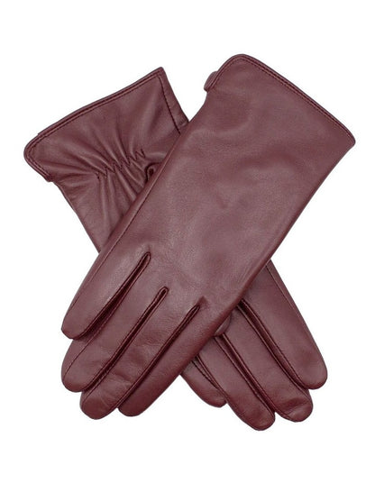 Classic Leather Gloves in Cherry Red