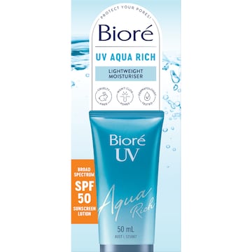 Biore SPF 50 UV Aqua Rich Lightweight Moisturiser 50mL