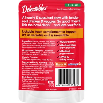 Delectables Lickable Cat Treat Stew With Chicken & Veggies 40g