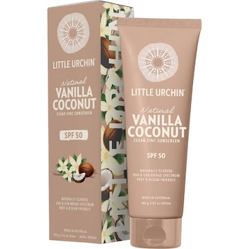 Little Urchin SPF 50 Vanilla Coconut Clear Zinc Sunscreen 100g