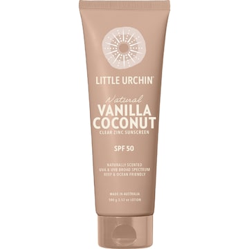 Little Urchin SPF 50 Vanilla Coconut Clear Zinc Sunscreen 100g
