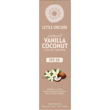 Little Urchin SPF 50 Vanilla Coconut Clear Zinc Sunscreen 100g