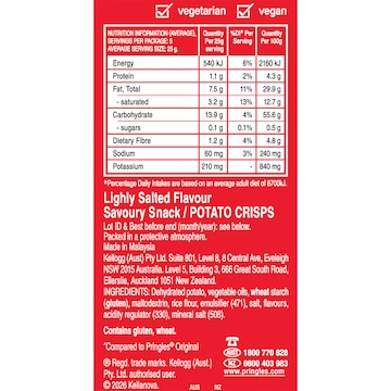Pringles Original Lightly Salted Potato Chips 134g