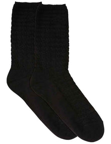 Textured Cotton Midi Length Socks in Black
