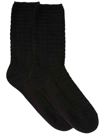 Textured Cotton Midi Length Socks in Black