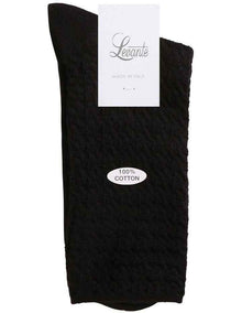 Textured Cotton Midi Length Socks in Black