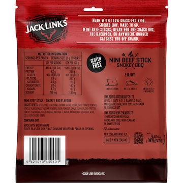 Jack Link's Mini Beef Sticks Smokey BBQ 13g x 8 pack