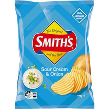 Smith's Crinkle Cut Sour Cream & Onion Potato Chips 170g
