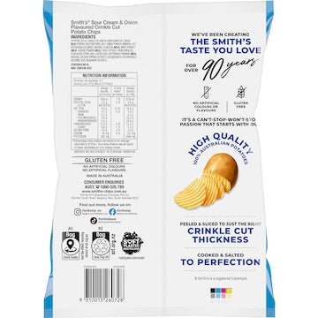 Smith's Crinkle Cut Sour Cream & Onion Potato Chips 170g