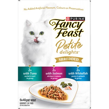 Fancy Feast Petite Delights Shredded Cat Food Seafood Variety 40g x 6 pack