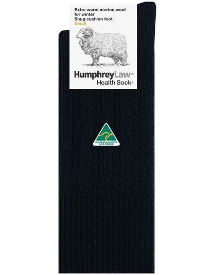 90% Fine Merino Wool Winter Health Over The Calf Socks in Black