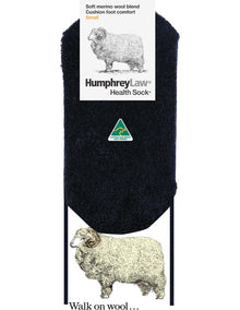 Cushion Foot Merino Blend Health Sock in Black