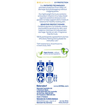 Nivea Sun SPF 50+ UV Face Sensitive Sunscreen 40mL