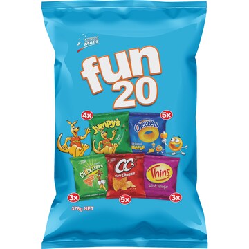 Fun 20 Potato Chips Variety 376g 20 pack