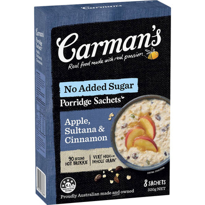 Carman's Porridge Sachets Apple, Sultana & Cinnamon 8 pack