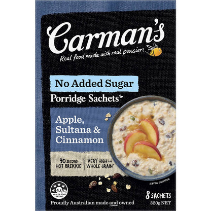 Carman's Porridge Sachets Apple, Sultana & Cinnamon 8 pack